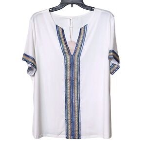 NEW‎ ZOLUCKY LACE DETAIL BOHO STYLE SUPER SOFT SHIRT WOMENS 1X OFF WHITE